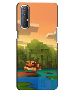 Чехол для OPPO Reno 3 Pro с картинкой «Майнкрафт закат солнца»