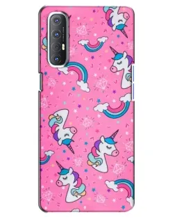 Чехол для OPPO Reno 3 Pro с картинкой «Unicorn паттерн розовый»