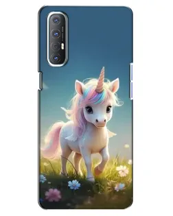 Чехол для OPPO Reno 3 Pro с картинкой «Единорог на поляне»