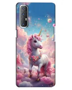 Чехол для OPPO Reno 3 Pro с картинкой «Единорог среди облаков»