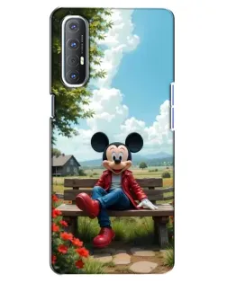 Чехол для OPPO Reno 3 Pro с картинкой «Микки на скамейке»