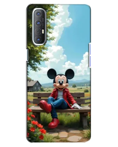 Чехол для OPPO Reno 3 Pro с картинкой «Микки на скамейке»