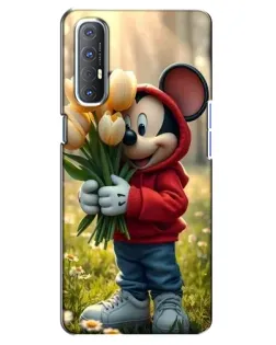 Чехол для OPPO Reno 3 Pro с картинкой «Микки с тюльпанами»