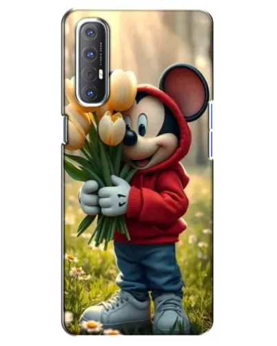 Чехол для OPPO Reno 3 Pro с картинкой «Микки с тюльпанами»