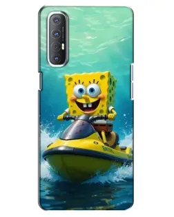 Чехол для OPPO Reno 3 Pro с картинкой «Спанч Боб на гидроцикле»