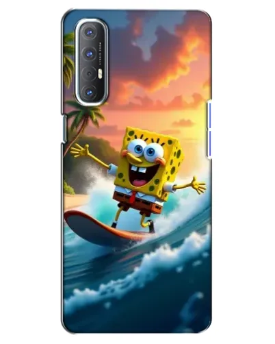 Чехол для OPPO Reno 3 Pro с картинкой «Губка Боб серфингист»