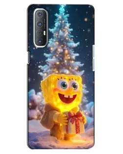 Чехол для OPPO Reno 3 Pro с картинкой «Рождественский Спанч Боб»