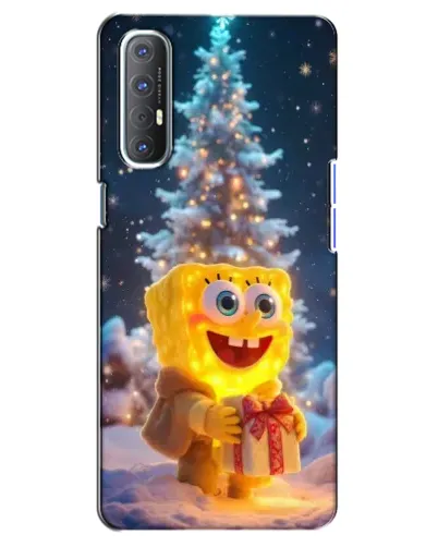 Чехол для OPPO Reno 3 Pro с картинкой «Рождественский Спанч Боб»