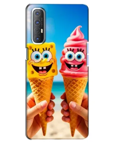 Чехол для OPPO Reno 3 Pro с картинкой «Спанч Боб мороженое»