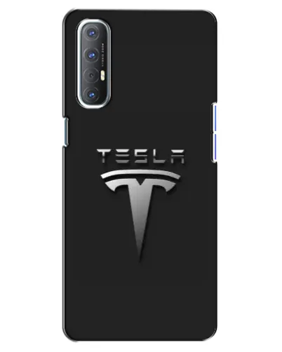 Чехол для OPPO Reno 3 Pro с картинкой «Стальной логотип Tesla»