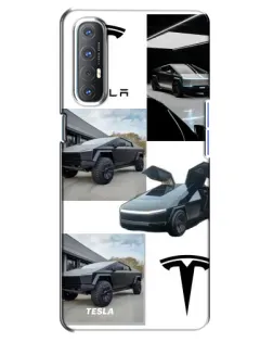 Чехол для OPPO Reno 3 Pro с картинкой «Коллаж Cybertruck Tesla»