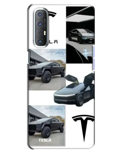 Чехол для OPPO Reno 3 Pro с картинкой «Коллаж Cybertruck Tesla»