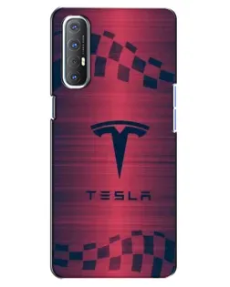 Чехол для OPPO Reno 3 Pro с картинкой «Тесла красный карбон»