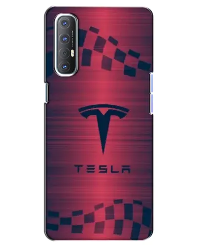 Чехол для OPPO Reno 3 Pro с картинкой «Тесла красный карбон»
