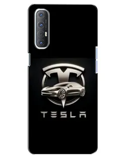 Чехол для OPPO Reno 3 Pro с картинкой «Tesla — серебристое авто»