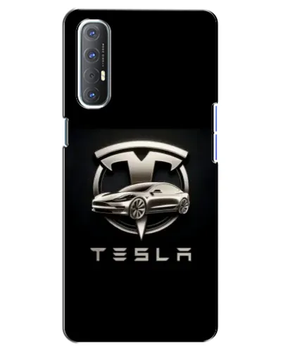 Чехол для OPPO Reno 3 Pro с картинкой «Tesla — серебристое авто»