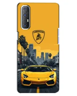 Чехол для OPPO Reno 3 Pro с картинкой «Желтый Lamborghini город»