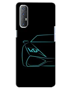 Чехол для OPPO Reno 3 Pro с картинкой «Голубой силуэт Lamborghini»