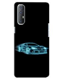 Чехол для OPPO Reno 3 Pro с картинкой «Неоновый контур Lamborghini»