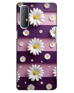 Чехол для OPPO Reno 3 Pro с картинкой «Ромашки на фиолетовом»
