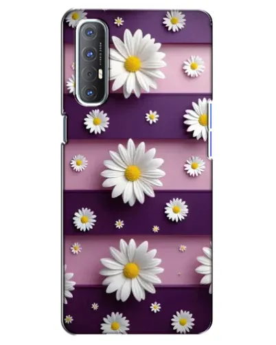 Чехол для OPPO Reno 3 Pro с картинкой «Ромашки на фиолетовом»