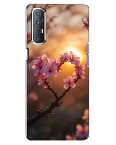Чехол для OPPO Reno 3 Pro с картинкой «Розовый цвет сердце на фоне заката»