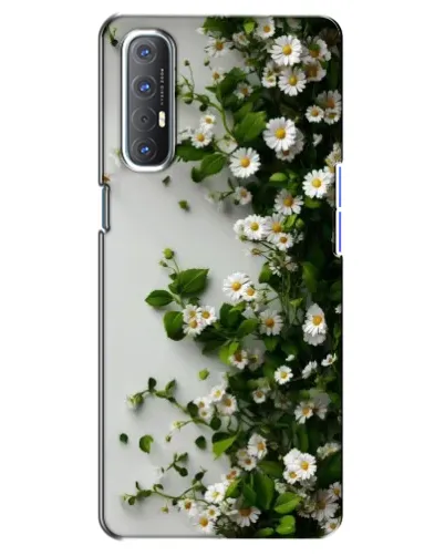 Чехол для OPPO Reno 3 Pro с картинкой «Ветка мелких белых цветов»