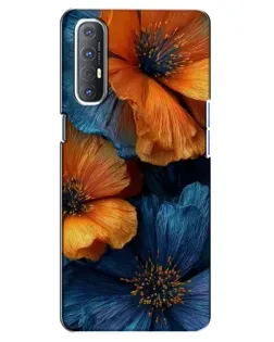 Чехол для OPPO Reno 3 Pro с картинкой «Яркая сине-оранжевая флора»