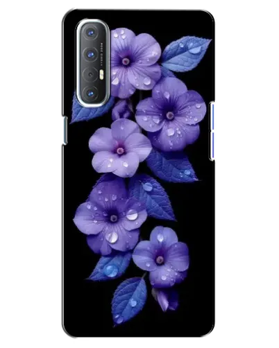 Чехол для OPPO Reno 3 Pro с картинкой «Фиолетовые цветы с росою»