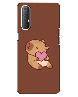 Чехол для OPPO Reno 3 Pro с картинкой «Капибара с сердцем»