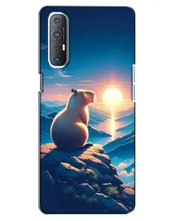 Чехол для OPPO Reno 3 Pro с картинкой «Закат солнца с капибарой»