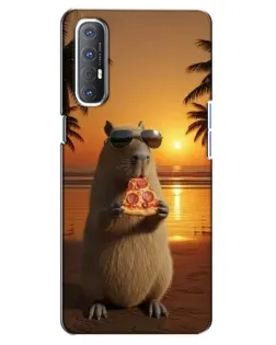 Чехол для OPPO Reno 3 Pro с картинкой «Капибара с пиццей»