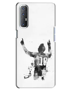 Чехол для OPPO Reno 3 Pro с картинкой «Черно-белый силуэт Месси»