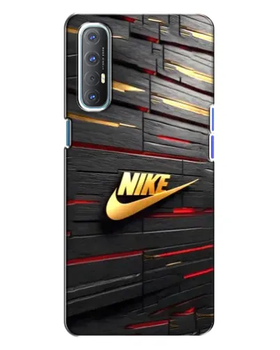 Чехол для OPPO Reno 3 с картинкой «Золотой Nike на металле»