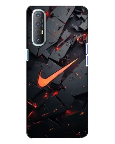 Чехол для OPPO Reno 3 с картинкой «Nike — эффект разломов»