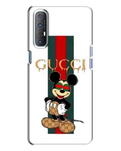 Чехол для OPPO Reno 3 с картинкой «Микки Маус Gucci — полосы»