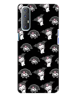 Чехол для OPPO Reno 3 с картинкой «Черный паттерн Kuromi»