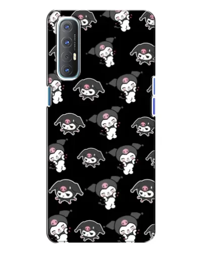 Чехол для OPPO Reno 3 с картинкой «Черный паттерн Kuromi»