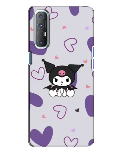 Чехол для OPPO Reno 3 с картинкой «Kuromi и лавандовые сердца»