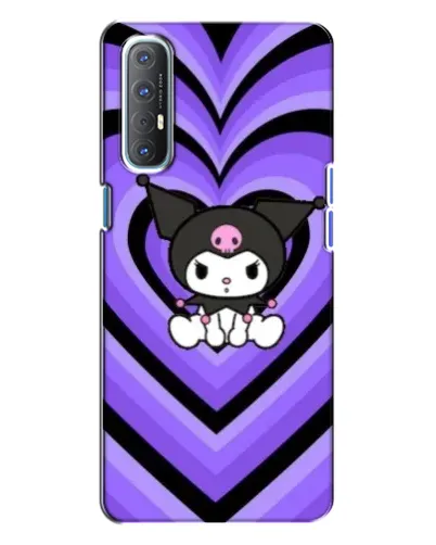 Чехол для OPPO Reno 3 с картинкой «Kuromi и фиолетовые сердца»