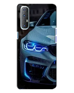 Чехол для OPPO Reno 3 с картинкой «Взгляд BMW с синими фарами»