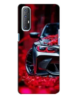 Чехол для OPPO Reno 3 с картинкой «Спортивная BMW и цветы»