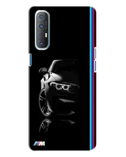 Чехол для OPPO Reno 3 с картинкой «Силуэт BMW в темноте»
