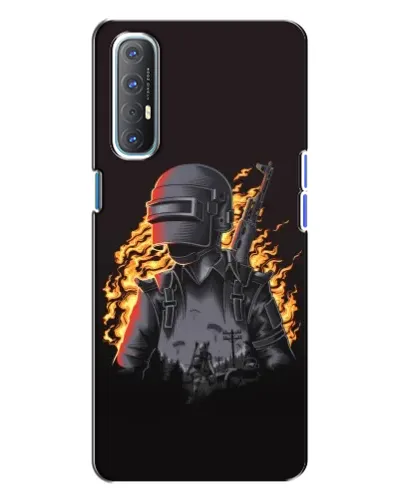 Чехол для OPPO Reno 3 с картинкой «PUBG — огненный силуэт»