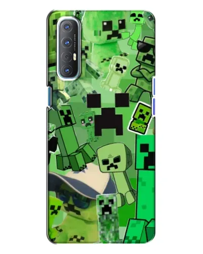 Чехол для OPPO Reno 3 с картинкой «Криперы Minecraft»