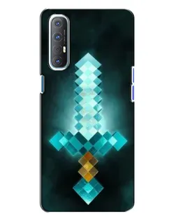 Чехол для OPPO Reno 3 с картинкой «Алмазный меч неон»
