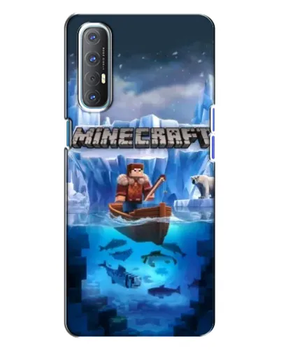 Чехол для OPPO Reno 3 с картинкой «Minecraft ледяной мир»