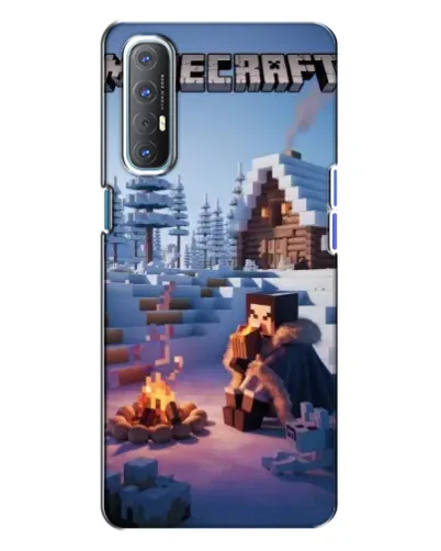 Чехол для OPPO Reno 3 с картинкой «Зимний Minecraft»