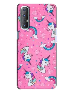Чохол для OPPO Reno 3 з картинкою «Unicorn паттерн рожевий»