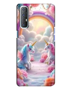 Чохол для OPPO Reno 3 з картинкою «Веселка і єдинороги»